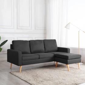 Sofá de 3 plazas con reposapiés de tela gris oscuro de vidaXL, Sofás - Ref: Foro24-288724, Precio: 375,26 €, Descuento: %