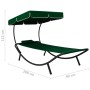 Tumbona de jardín con toldo y cojín verde de vidaXL, Tumbonas - Ref: Foro24-313534, Precio: 100,47 €, Descuento: %