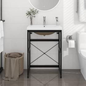 Estructura de baño con lavabo incorporado hierro negro de vidaXL, Tocadores de baño - Ref: Foro24-3101389, Precio: 174,22 €, ...