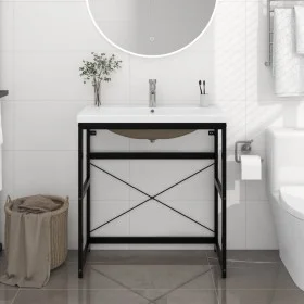 Estructura de baño con lavabo incorporado hierro negro de vidaXL, Tocadores de baño - Ref: Foro24-3101390, Precio: 217,88 €, ...