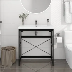 Black iron washbasin structure 79x38x83 cm by vidaXL, bathroom vanities - Ref: Foro24-338501, Price: 85,51 €, Discount: %