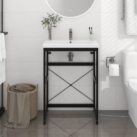 Estructura de lavabo de hierro negro 59x38x83 cm de vidaXL, Tocadores de baño - Ref: Foro24-338500, Precio: 75,87 €, Descuent...