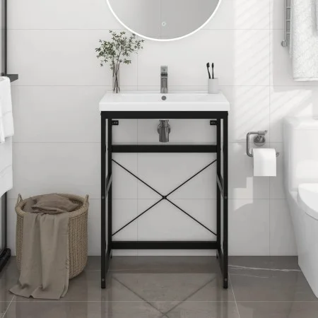 Estructura de lavabo de hierro negro 59x38x83 cm de vidaXL, Tocadores de baño - Ref: Foro24-338500, Precio: 73,91 €, Descuent...