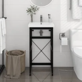 Estructura de lavabo de hierro negro 40x38x83 cm de vidaXL, Tocadores de baño - Ref: Foro24-338499, Precio: 71,87 €, Descuent...