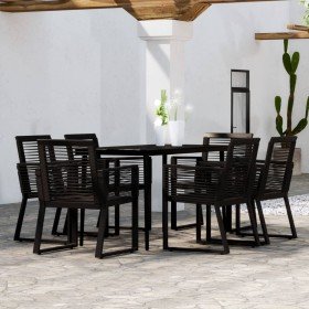 Juego de comedor para jardín 7 piezas negro en Conjuntos de jardín | Comprar online en Foru.es