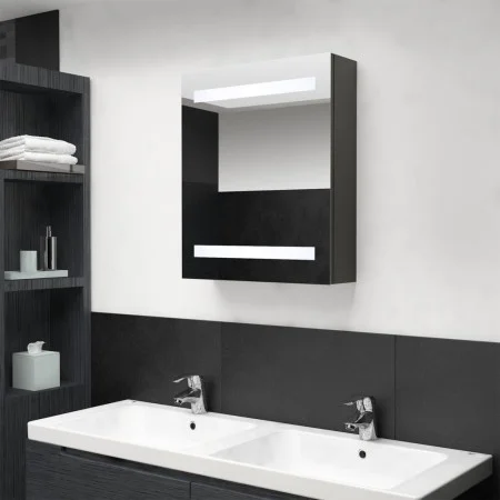 Armario de baño con espejo gris antracita 50x14x60 cm de vidaXL, Tocadores de baño - Ref: Foro24-326487, Precio: 99,69 €, Des...