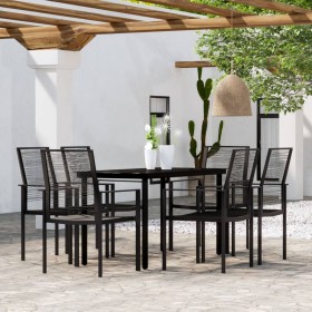 Juego de comedor para jardín 7 piezas negro en Conjuntos de jardín | Comprar online en Foru.es