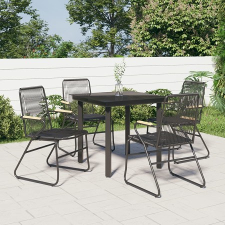 Juego de comedor de jardín 5 piezas ratán PVC negro en Conjuntos de jardín | Comprar online en Foru.es