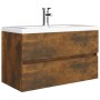 Mueble de baño con lavabo madera contrachapada roble ahumado de vidaXL, Tocadores de baño - Ref: Foro24-3120345, Precio: 243,...