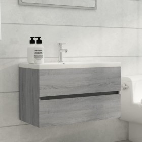 Mueble de baño con lavabo madera contrachapada gris Sonoma de vidaXL, Tocadores de baño - Ref: Foro24-3120346, Precio: 240,26...