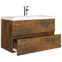 Mueble de baño con lavabo madera contrachapada roble ahumado de vidaXL, Tocadores de baño - Ref: Foro24-3120345, Precio: 243,...