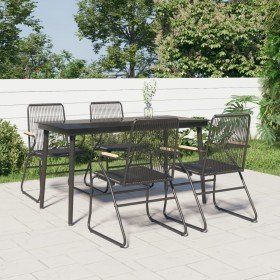 Juego de comedor de jardín 5 piezas ratán PVC negro en Conjuntos de jardín | Comprar online en Foru.es