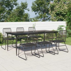 Juego de comedor para jardín 7 piezas ratán PVC negro en Conjuntos de jardín | Comprar online en Foru.es