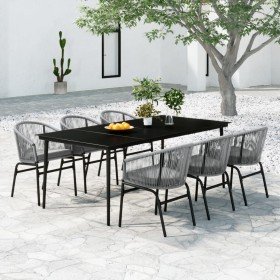 Juego de comedor de jardín 7 piezas ratán sintético gris en Conjuntos de jardín | Comprar online en Foru.es