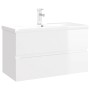 Mueble con lavabo madera de ingeniería blanco brillo de vidaXL, Tocadores de baño - Ref: Foro24-3071645, Precio: 255,88 €, De...