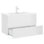 Mueble con lavabo madera de ingeniería blanco brillo de vidaXL, Tocadores de baño - Ref: Foro24-3071645, Precio: 255,88 €, De...