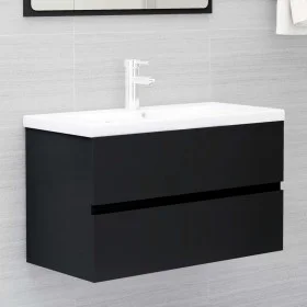 Mueble con lavabo madera de ingeniería negro de vidaXL, Tocadores de baño - Ref: Foro24-3071640, Precio: 224,62 €, Descuento: %