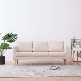 Sofá de 3 plazas de tela color crema de vidaXL, Sofás - Ref: Foro24-281352, Precio: 369,51 €, Descuento: %