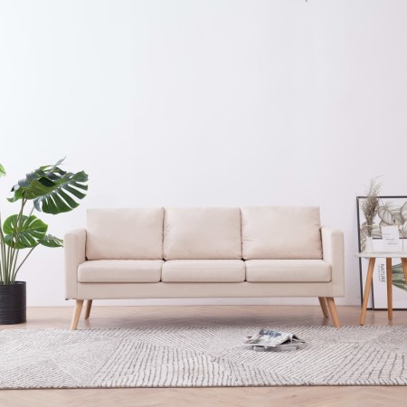 Sofá de 3 plazas de tela color crema de vidaXL, Sofás - Ref: Foro24-281352, Precio: 369,51 €, Descuento: %