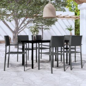 Juego de comedor para jardín 7 piezas negro en Conjuntos de jardín | Comprar online en Foru.es