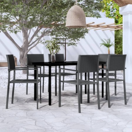 Juego de comedor para jardín 7 piezas negro en Conjuntos de jardín | Comprar online en Foru.es