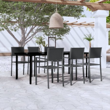 Juego de comedor para jardín 7 piezas negro en Conjuntos de jardín | Comprar online en Foru.es