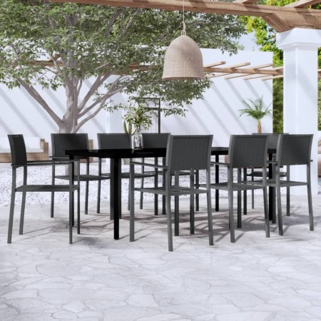 Juego de comedor para jardín 9 piezas negro en Conjuntos de jardín | Comprar online en Foru.es