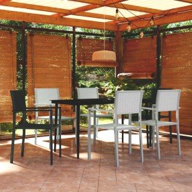Juego de comedor para jardín 7 piezas blanco y negro en Conjuntos de jardín | Comprar online en Foru.es
