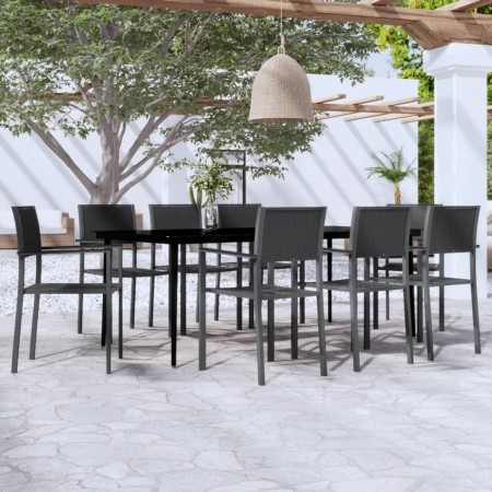 Juego de comedor para jardín 9 piezas negro en Conjuntos de jardín | Comprar online en Foru.es