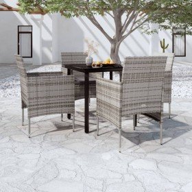 Juego de comedor para jardín 5 piezas con cojines gris y negro en Conjuntos de jardín | Comprar online en Foru.es