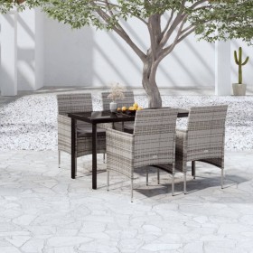 Juego de comedor para jardín 5 piezas con cojines gris y negro en Conjuntos de jardín | Comprar online en Foru.es