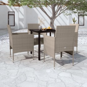Juego de comedor de jardín 5 piezas con cojines beige y negro en Conjuntos de jardín | Comprar online en Foru.es
