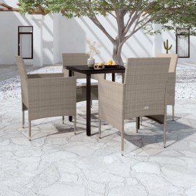 Juego de comedor de jardín 5 piezas con cojines beige y negro en Conjuntos de jardín | Comprar online en Foru.es