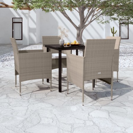 Juego de comedor de jardín 5 piezas con cojines beige y negro en Conjuntos de jardín | Comprar online en Foru.es