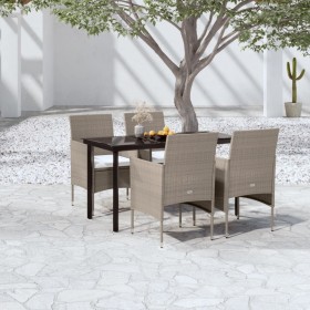 Juego de comedor de jardín 5 piezas con cojines beige y negro en Conjuntos de jardín | Comprar online en Foru.es