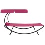 Tumbona de jardín con toldo y cojín rosa de vidaXL, Tumbonas - Ref: Foro24-313536, Precio: 101,30 €, Descuento: %