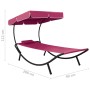 Tumbona de jardín con toldo y cojín rosa de vidaXL, Tumbonas - Ref: Foro24-313536, Precio: 101,30 €, Descuento: %