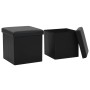 Taburetes de almacenaje plegables 2 uds cuero sintético negro de vidaXL, Taburetes y sillas plegables - Ref: Foro24-247083, P...