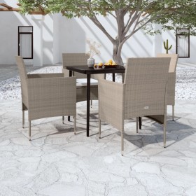 Juego de comedor de jardín 5 piezas con cojines beige y negro en Conjuntos de jardín | Comprar online en Foru.es