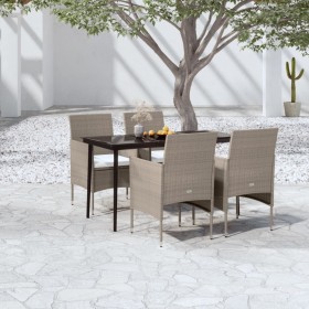Juego de comedor de jardín 5 piezas con cojines beige y negro en Conjuntos de jardín | Comprar online en Foru.es