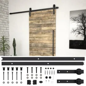 Kit de herrajes para puertas correderas SKIEN acero negro 183cm de vidaXL, Marcos de puertas - Ref: Foro24-145264, Precio: 48...
