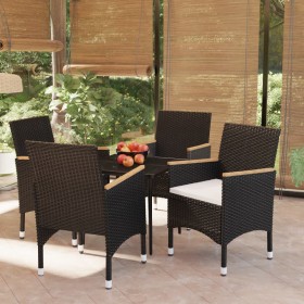 Juego de comedor de jardín 5 piezas con cojines negro en Conjuntos de jardín | Comprar online en Foru.es