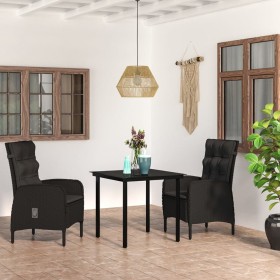 Juego de comedor de jardín 3 piezas con cojines negro en Conjuntos de jardín | Comprar online en Foru.es