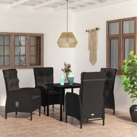 Juego de comedor de jardín 5 piezas con cojines negro en Conjuntos de jardín | Comprar online en Foru.es