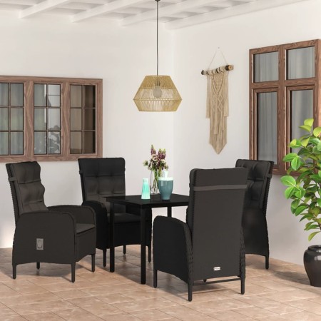 Juego de comedor de jardín 5 piezas con cojines negro en Conjuntos de jardín | Comprar online en Foru.es