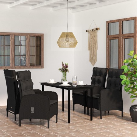 Juego de comedor de jardín 5 piezas con cojines negro en Conjuntos de jardín | Comprar online en Foru.es