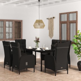 Juego de comedor de jardín 7 piezas con cojines negro en Conjuntos de jardín | Comprar online en Foru.es