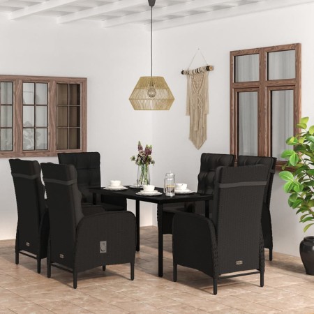 Juego de comedor de jardín 7 piezas con cojines negro en Conjuntos de jardín | Comprar online en Foru.es