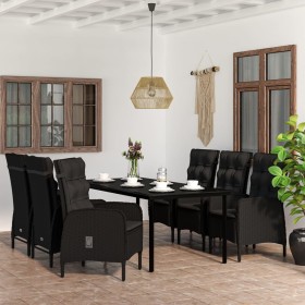 Juego de comedor de jardín 7 piezas con cojines negro en Conjuntos de jardín | Comprar online en Foru.es