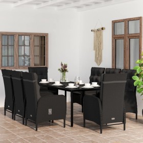 Juego de comedor de jardín 9 piezas con cojines negro en Conjuntos de jardín | Comprar online en Foru.es